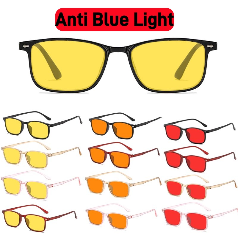 Gaming Glasses Blue - แว่นตาป้องกันแสงสีฟ้าสำหรับนาฬิกา โทรศัพท์มือถือ เล่นคอมพิวเตอร์ เล่นเกมแข่งขัน แว่นตาเลนส์สีส้มหรือสีแดงสไตล์ผู้หญิง