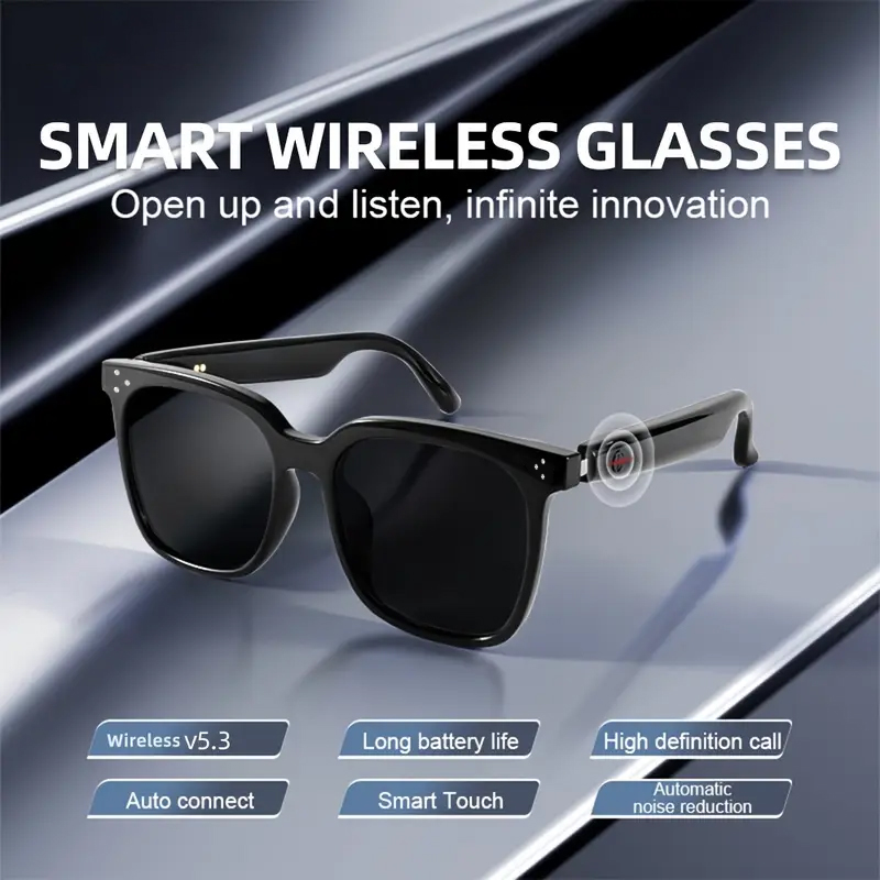 Gaming Glasses Blue - กล้องแว่นตาอัจฉริยะ Bluetooth Call Voice Assistant ฟังเพลงกีฬาแว่นตากันแดดโพลาไรซ์
