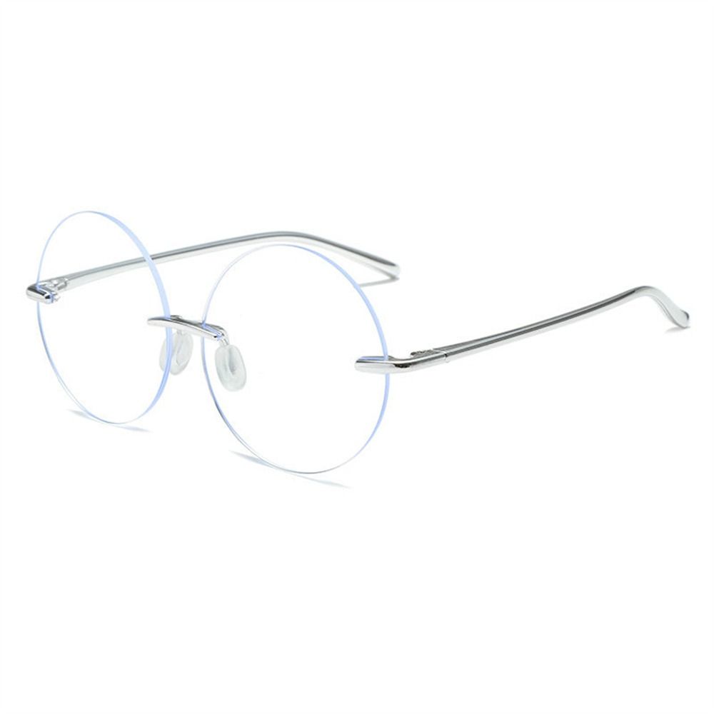 Gaming Glasses Blue - แว่นตาป้องกันรังสี UV แบบไม่มีขอบตัดเพชรกรอบกลมความละเอียดสูงแว่นตาคอมพิวเตอร์แว่นตาเบามากผู้หญิงผู้ชาย