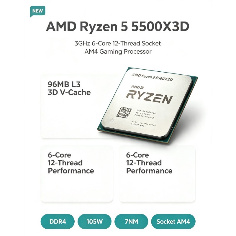 AMD Ryzen 5 5500X3D ซีพียูสำหร - Amd Cpu Ryzen 5 บทวิจารณ์และราคา